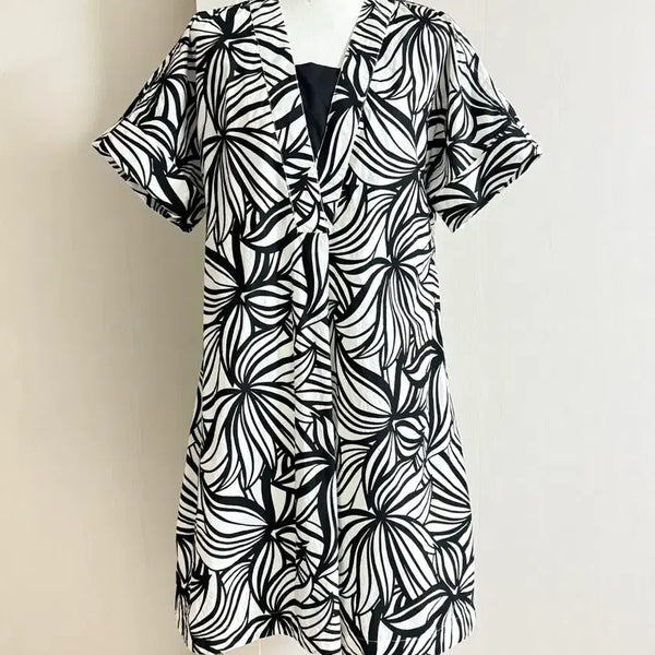 [BUNJANG] Theory Black and White Cotton Dress / 띠어리 블랙 화이트 코튼 원피스