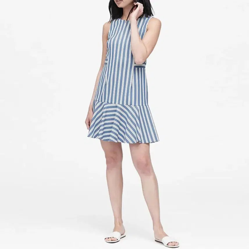 [BUNJANG] Banana Republic Striped Peplum Dress Size 55 New / 바나나리퍼블릭 스트라이프 페플럼원피스 55 새상품