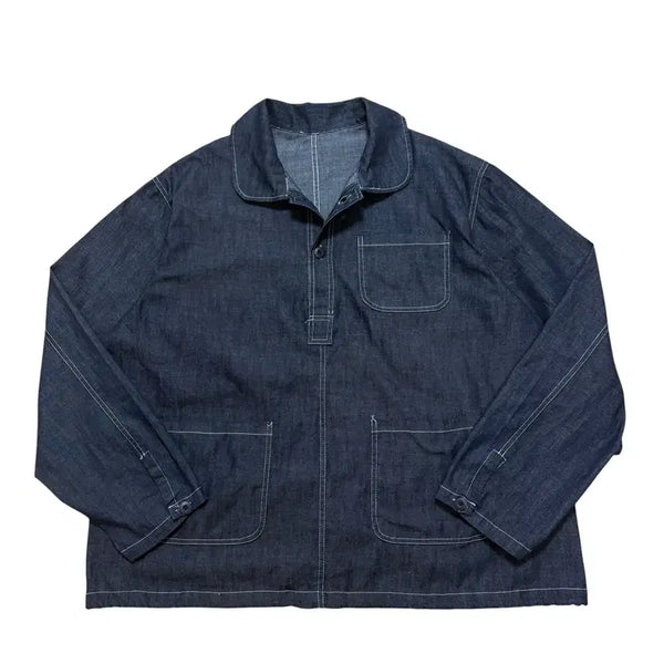 [BUNJANG] NORMIE Denim Coverall Pocket Boxy Pullover / 데님 헨리넥 풀어버
