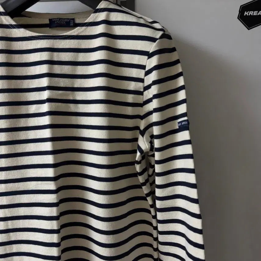 [BUNJANG] Saint James Meridien Elbow Patch Knit L Navy Ivory / 세인트제임스 메르디앙 엘보패치 L사이즈