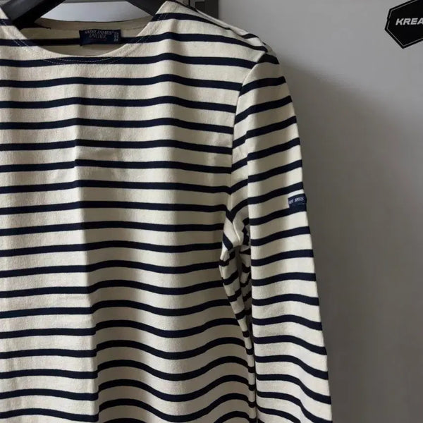 [BUNJANG] Saint James Meridien Elbow Patch Knit L Navy Ivory / 세인트제임스 메르디앙 엘보패치 L사이즈