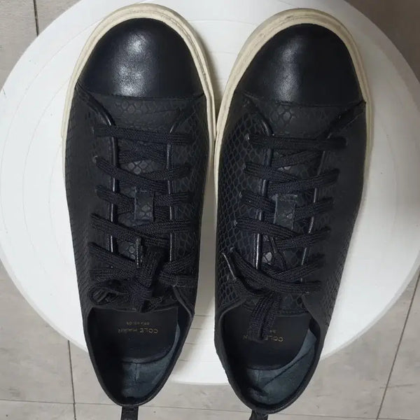 [BUNJANG] Cole Haan Grand.OS Black Leather Lace-Up Sneakers D42692 / 콜한 Cole Haan, Grand.OS, 블랙 가죽 레이스업 스니커즈 D42692, 235mm (US 6.5)