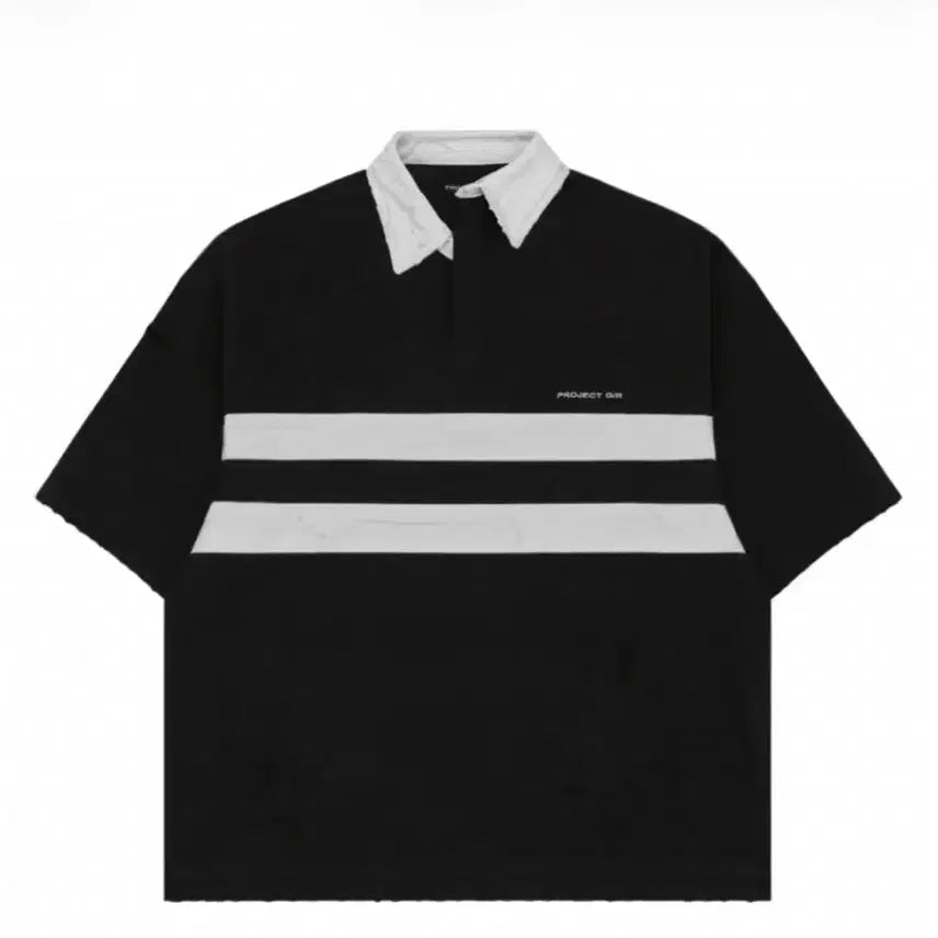[BUNJANG] PROJECTgr Bullied Half Polo Shirt Black Size 1 / [프로젝트gr] 불리드 하프 폴로 셔츠 블랙 1사이즈