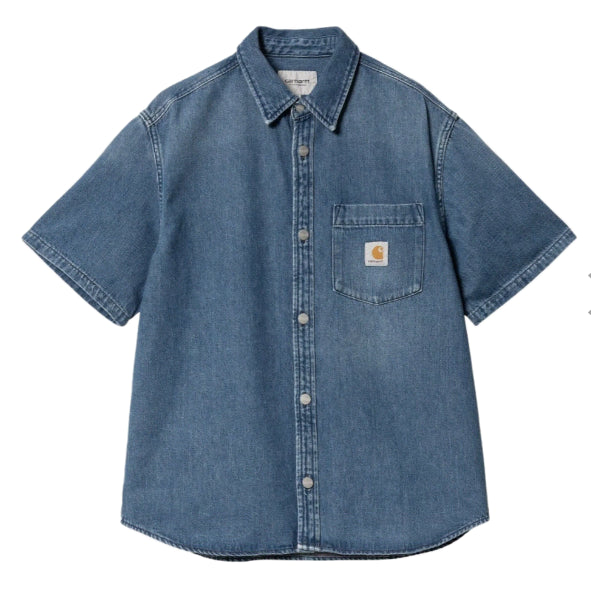 [BUNJANG] Carhartt WIP ODIE Denim Short Sleeve Shirt Blue XL / 칼하트 WIP 숏슬리브 오디 데님 셔츠 블루 XL