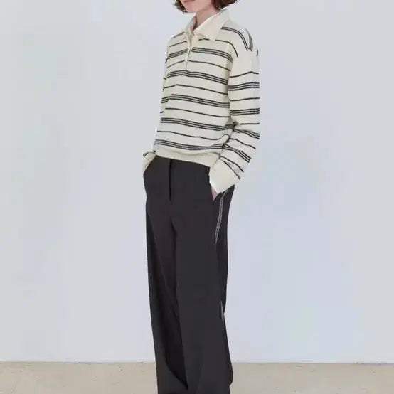 [BUNJANG] Line Point Slacks (S Size, Charcoal) / 라인 포인트 슬렉스 (새상품)