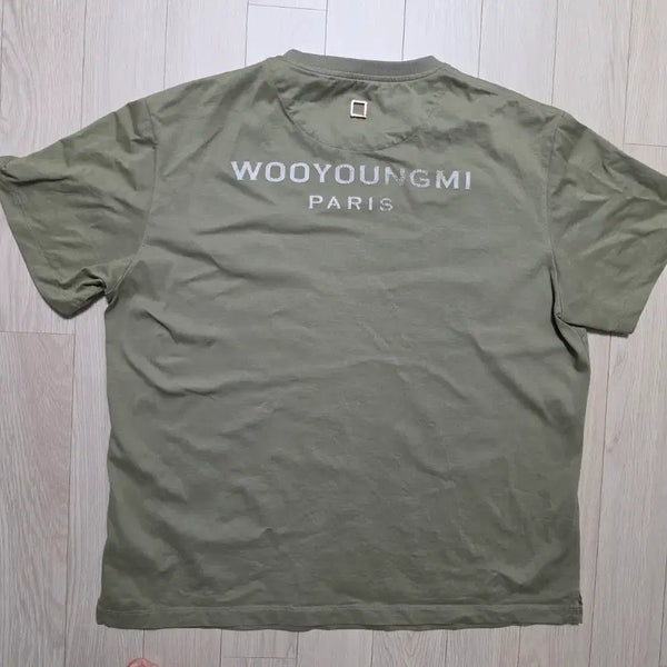 [BUNJANG] Wooyoungmi Back Logo Short Sleeve T-Shirt Khaki Size 48 / [48] 우영미 백로고 반팔 티셔츠