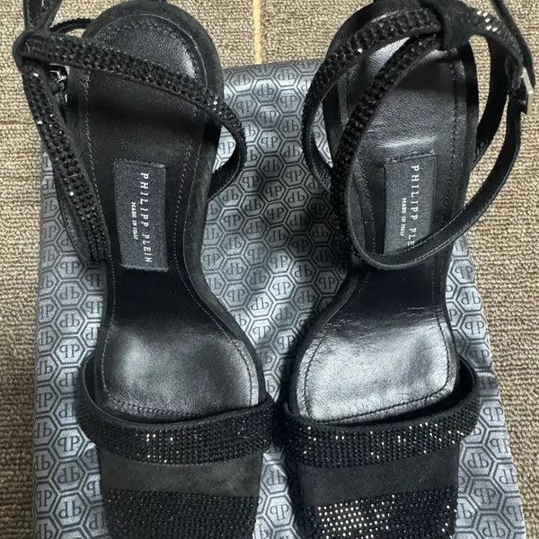 [BUNJANG] Philipp Plein Crystal Skull Strap Heeled Sandals / 필립플레인 새상품급 크리스탈 스컬 스트랩샌들 힐 (235~240)