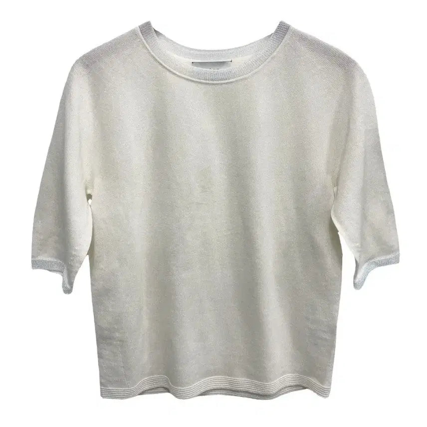 [BUNJANG] LÄTT White Knit Short Sleeve T-Shirt / LATT래티바이티 화이트 니트 반팔 니트