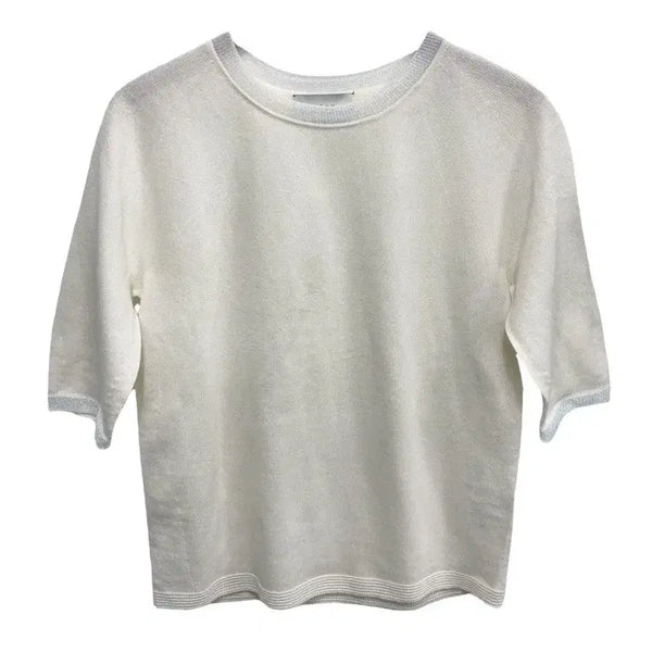 [BUNJANG] LÄTT White Knit Short Sleeve T-Shirt / LATT래티바이티 화이트 니트 반팔 니트