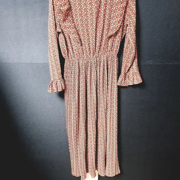 [BUNJANG] Floral Pleated Long Dress Red / 진짜만원 잔꽃 플리츠 롱원피스 55 66 레드