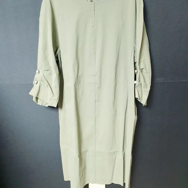 [BUNJANG] She's Miss Linen Pearl Sleeve Long Dress Khaki (Size L/XL) / 진짜만원 쉬즈미스 린넨 소매진주 롱원피스 77 88 빅사이즈 카키색