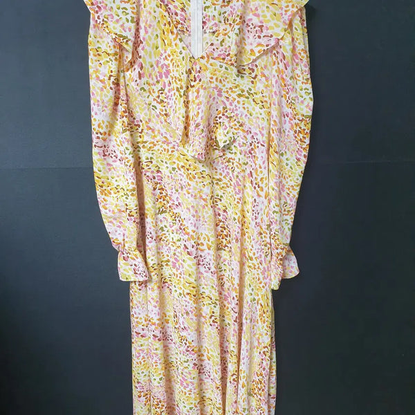 [BUNJANG] Kiem Petal Frill Puff Long Dress / 진짜만원 Kiem 꽃잎 프릴퍼프 롱원피스 55 66 옐로우핑크