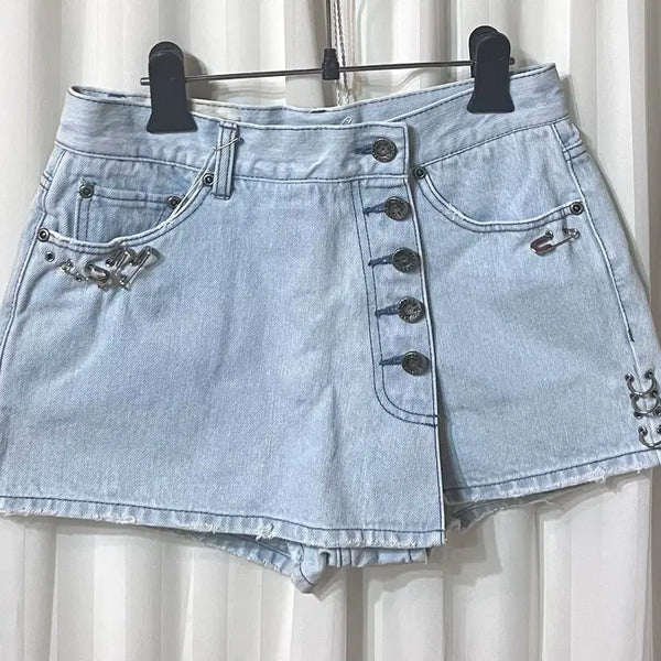 [BUNJANG] ISKO Denim Wrap Skirt Shorts / (새상품) ISKO 데님 랩 스커트 반바지 S