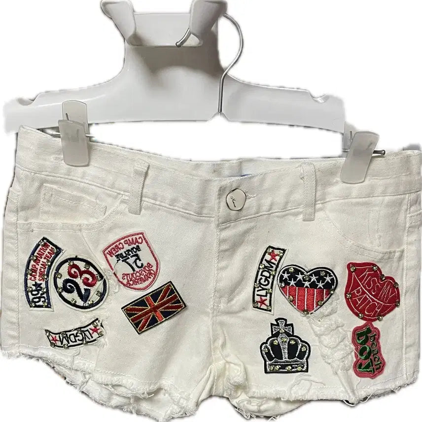 [BUNJANG] White Patch Detail Short Pants / 화이트 숏팬츠 패치 디테일 새상품