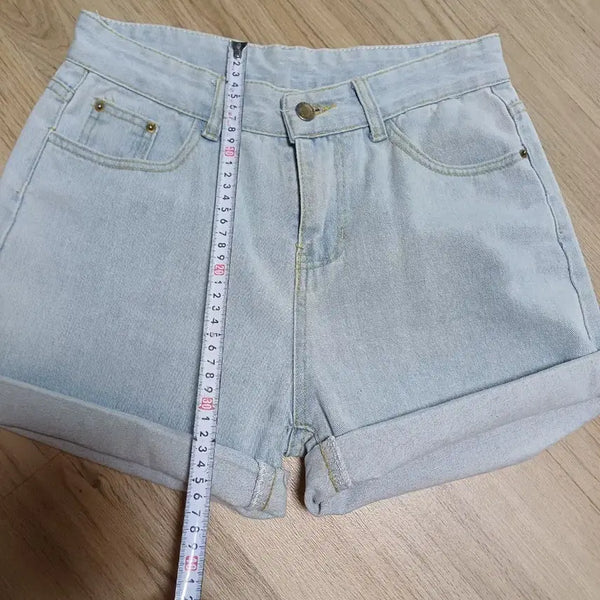 [BUNJANG] Light Wash Denim Rolled Hem Shorts / 연청 롤업 데님 반바지