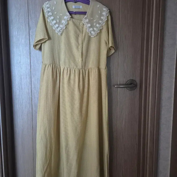 [BUNJANG] Hotping Lace Collar Yellow Dress / 핫핑 레이스 카라 옐로우 원피스