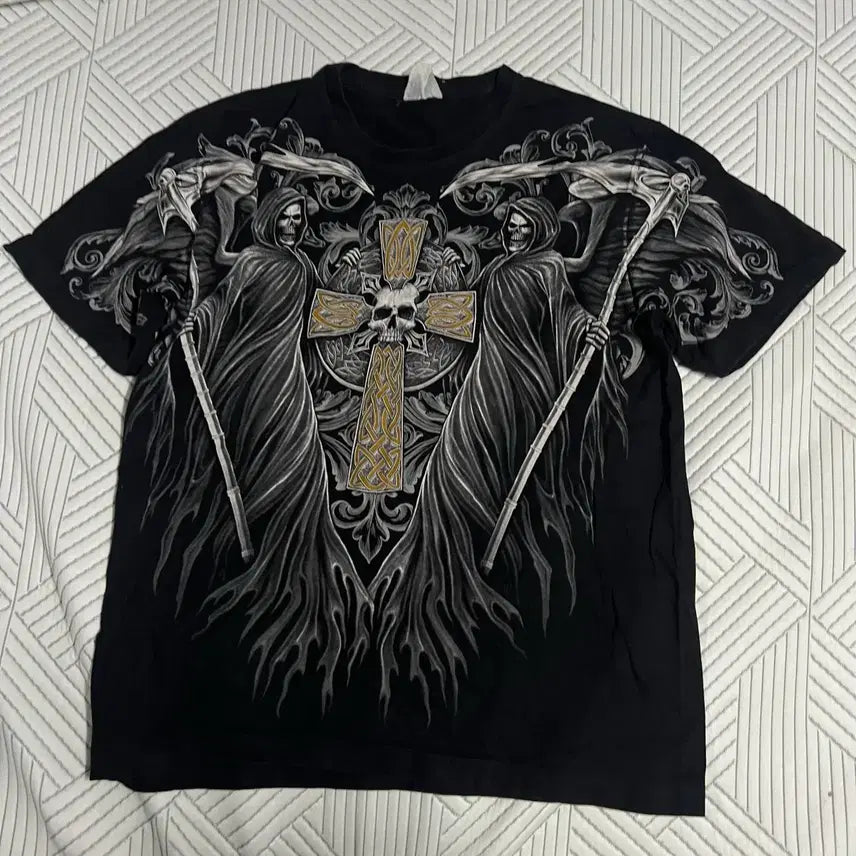 [BUNJANG] Vintage Skull Print T-Shirt (M) / 빈티지 해골프린팅 반팔 95(M) 스트릿 스컬 아메카지