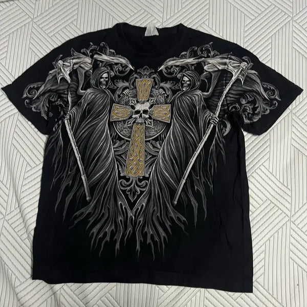 [BUNJANG] Vintage Skull Print T-Shirt (M) / 빈티지 해골프린팅 반팔 95(M) 스트릿 스컬 아메카지