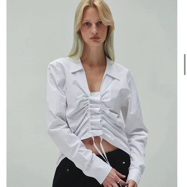 [BUNJANG] Diagonal String Shirring Shirts Blouse / DIAGONAL 다이애그널 STRING SHIRRING SHIRTS 블라우스