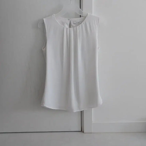 [BUNJANG] CLOVIS White Sleeveless Blouse / 깔끔한 디자인의 CLOVIS 화이트 민소매 블라우스 가슴둘레 95cm