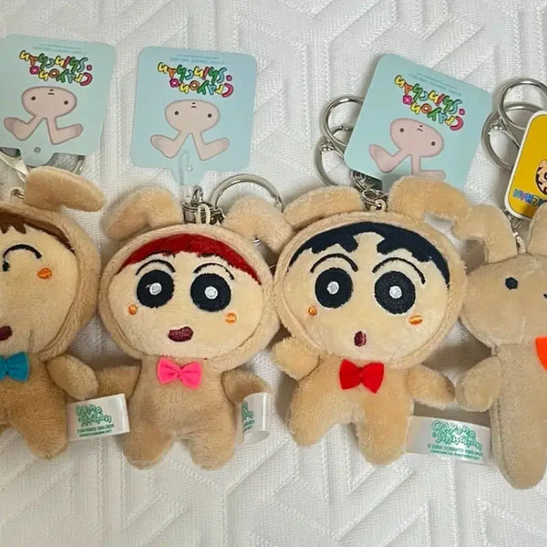 [BUNJANG] Crayon Shin-chan Rabbit Plush Keychain Set (4 Types) / [새상품] 짱구 토끼 인형 키링 4종 세트