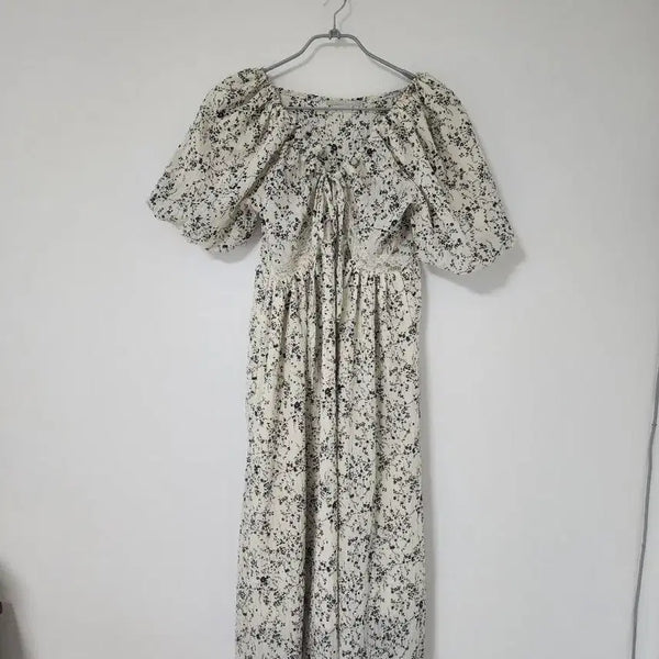 [BUNJANG] Chiffon Maxi Dress with Small Floral Pattern / 잔꽃 패턴 쉬폰 맥시 원피스