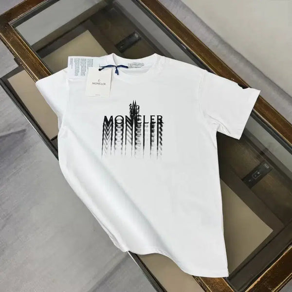 [BUNJANG] Moncler Gradient Faded Logo Short Sleeve T-Shirt White / 몽클레어 그라디언트 페이디드 로고 반팔 티셔츠 화이트