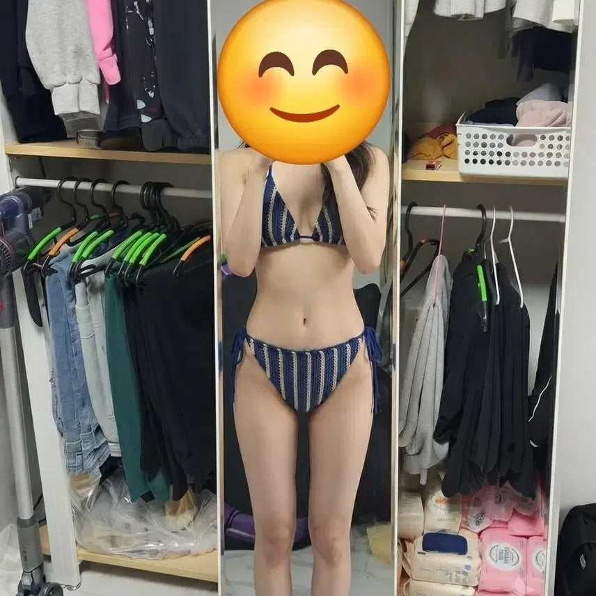 [BUNJANG] Stripe Knit Bikini / 스트라이프 니트 비키니
