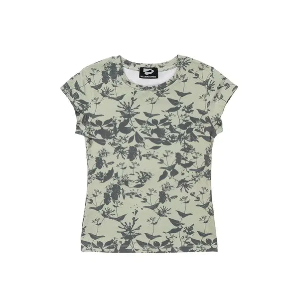 [BUNJANG] Wellbeing Express Garden Print Half Sleeve T-Shirt - Leaf Green / 웰빙익스프레스 반팔 Garden Print Half Sleeve Leaf Green