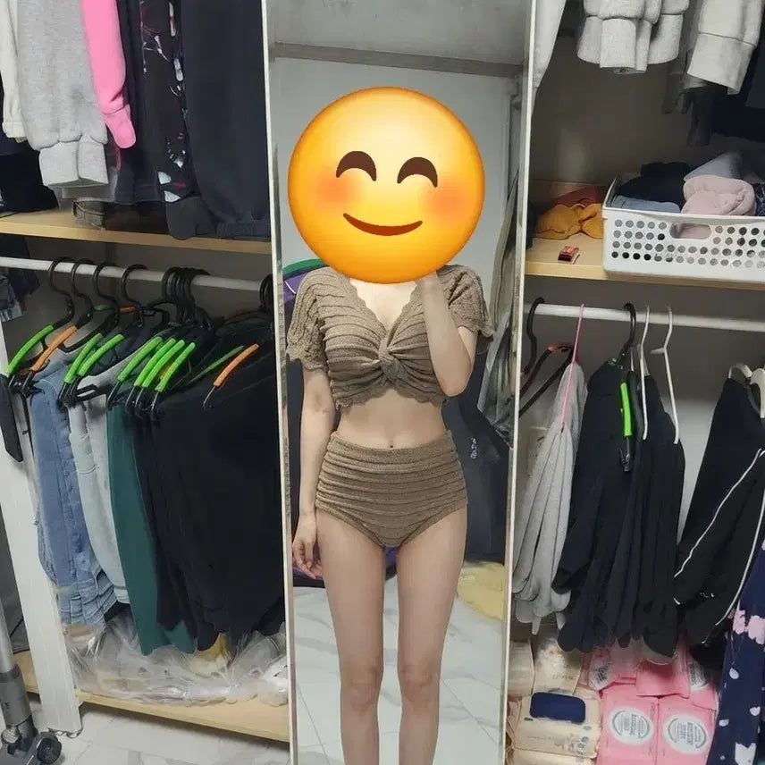 [BUNJANG] Brown Knit Bikini Set / 브라운 니트 비키니