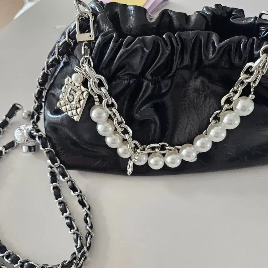 [BUNJANG] MIAOSHE Shirring Mandu Bag with Pearl Chain Charm / 새상품)MIAOSHE 셔링 만두백 & 샤 키링