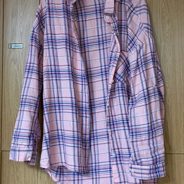 [BUNJANG] Vintage Pink Checkered Shirt / 빈티지 분홍핑크 체크 남방 셔츠