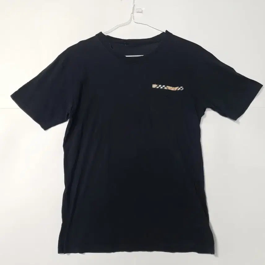 [BUNJANG] Burberry Check Pocket Short Sleeve T-Shirt Black / 버버리 체크 포켓 반팔티 블랙 0417