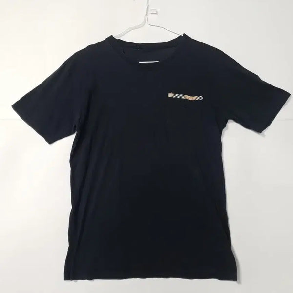 [BUNJANG] Burberry Check Pocket Short Sleeve T-Shirt Black / 버버리 체크 포켓 반팔티 블랙 0417