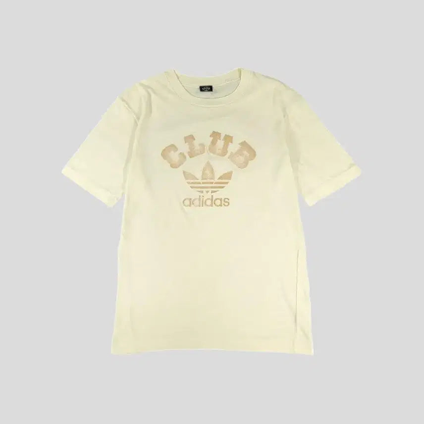 [BUNJANG] Adidas x Descente 90s JP Big Trefoil Arch Logo Cotton Blend T-Shirt / 아디다스 클럽 데상트 90s JP 라이트옐로우 베이지 배색 빅트레포일 아치로고 올드스쿨 코튼블렌드 반팔 티셔츠 MADE IN JAPAN M