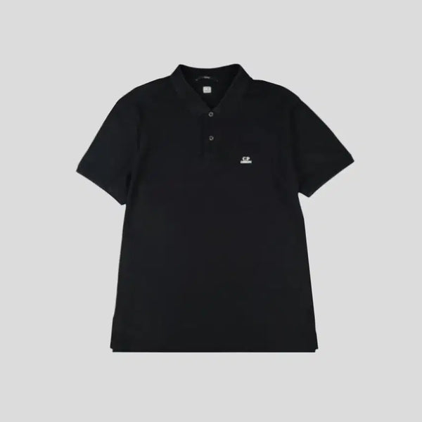 [BUNJANG] C.P. Company Pigment Black Square Logo Slim Fit Half-Button Collar PK Pique Short Sleeve T-Shirt L / C.P COMPANY 씨피컴퍼니 피그먼트 블랙 스퀘어 로고 슬림핏 하프버튼 카라넥 PK 피케 반팔 티셔츠 L