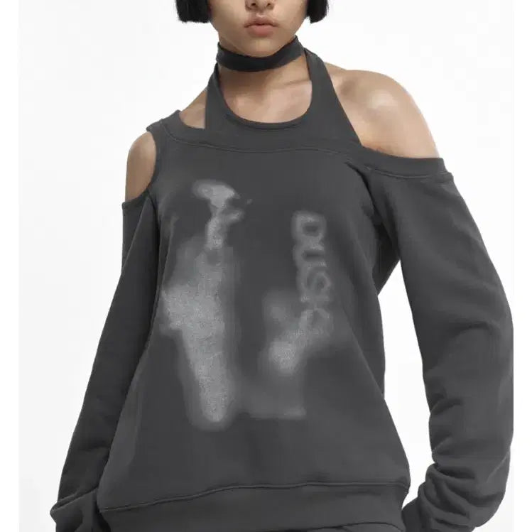 [BUNJANG] Nache Halter Tie Sweatshirt Charcoal / 나체 HALTER TIE SWEAT SHIRT CHARCOAL