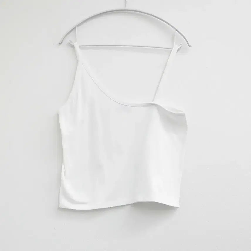 [BUNJANG] Oversized Asymmetrical White Cotton Sleeveless Tank Top / 오버핏 언발 화이트 면 민소매 나시