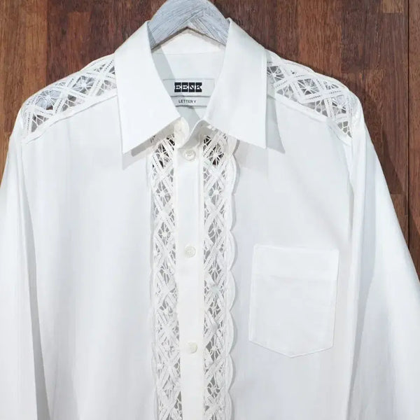 [BUNJANG] EENK YOAN Lace Trim Shirt / EENK 잉크 YOAN 레이스 트림 셔츠