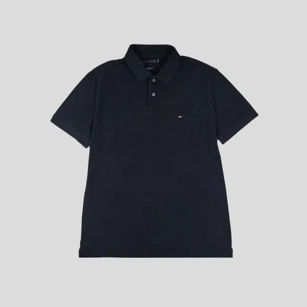 [BUNJANG] Tommy Hilfiger Pigment Navy Logo Regular Fit Half Button Collar Neck Pique Short Sleeve T-Shirt M / 타미힐피거 피그먼트 네이비 로고 레귤러핏 하프버튼 카라넥 PK 피케 반팔 티셔츠 M