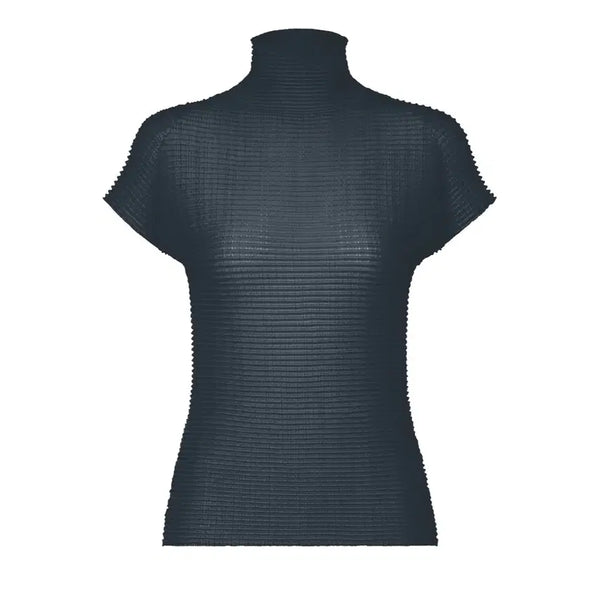 [BUNJANG] ISSEY MIYAKE Woolly Half-Neck Short Sleeve Top Dark Navy / 이세이미야케 7월 울리 반목반팔탑 다크네이비 새상품