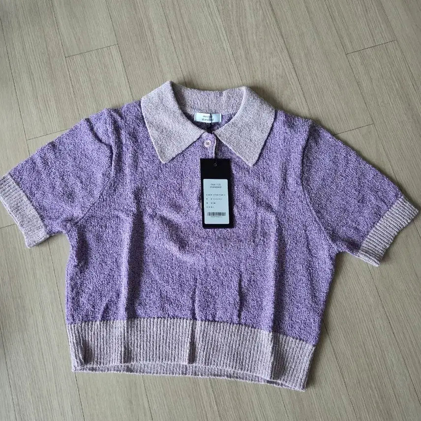 [BUNJANG] Musinsa Purple Short-Sleeve Polo Knit / 무신사 퍼플 반팔 카라 니트