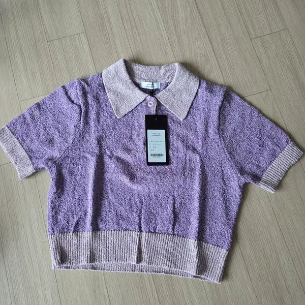 [BUNJANG] Musinsa Purple Short-Sleeve Polo Knit / 무신사 퍼플 반팔 카라 니트