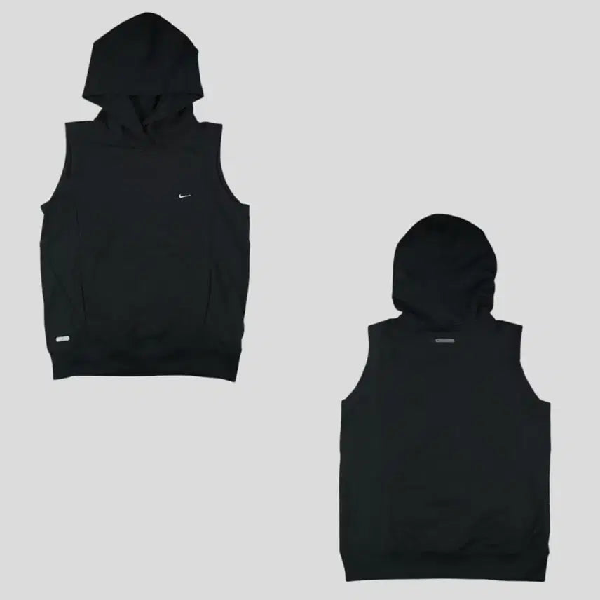 [BUNJANG] Nike 00s Black Grey Colorblock Swoosh Logo Dri-FIT Kangaroo Pocket Jersey Sleeveless Hoodie Women's L / 나이키 00s 블랙 그레이 배색 스우시 로고 드라이핏 캥거루포켓 짐웨어 레이어드 져지 후드 슬리브리스 민소매 나시 WOMANS L