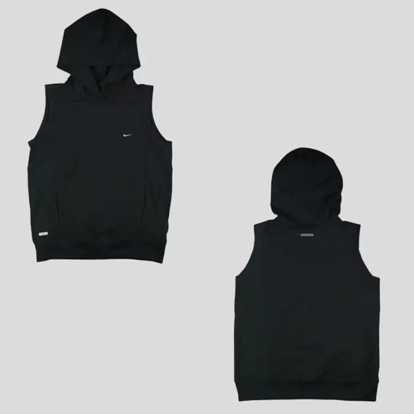 [BUNJANG] Nike 00s Black Grey Colorblock Swoosh Logo Dri-FIT Kangaroo Pocket Jersey Sleeveless Hoodie Women's L / 나이키 00s 블랙 그레이 배색 스우시 로고 드라이핏 캥거루포켓 짐웨어 레이어드 져지 후드 슬리브리스 민소매 나시 WOMANS L