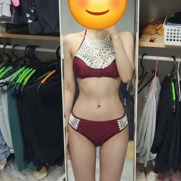 [BUNJANG] Burgundy Lace Bikini / 버건디 레이스 비키니