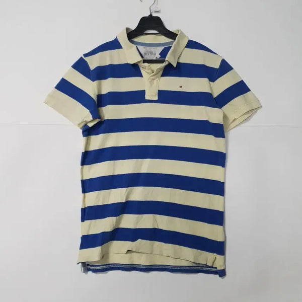 [BUNJANG] Tommy Hilfiger Striped Short Sleeve Polo Shirt / 타미힐피거 단가라 반팔 카라티 0471