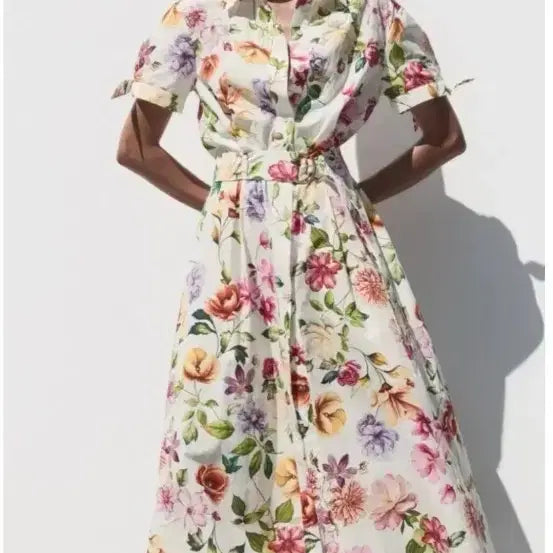 [BUNJANG] Zara Floral Pattern Shirt Dress / 플로럴 패턴 셔츠 원피스 자라L 무료배송