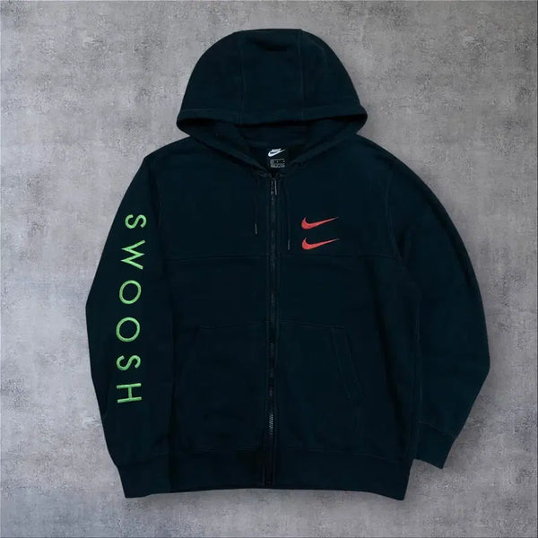 [BUNJANG] Nike Double Swoosh Logo Side Spellout Zip-Up Hoodie / 나이키 더블 스우시 로고 사이드 스펠아웃 후드 집업