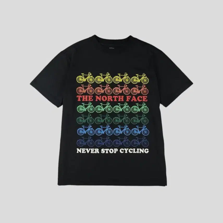 [BUNJANG] The North Face Black Neon Tone Multi-Color Big Spell Out Logo Never Stop Cycling Regular Fit Cotton Blend Short Sleeve T-Shirt S / 노스페이스 블랙 네온톤 멀티컬러 빅스펠아웃 로고 네버 스탑 사이클링 레귤러핏 코튼블렌드 반팔 티셔츠 S
